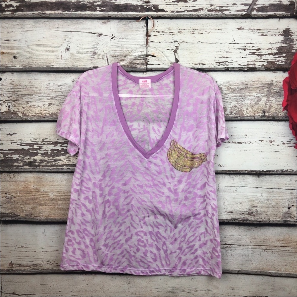 E.Vil burnout women’s purple animal print banana